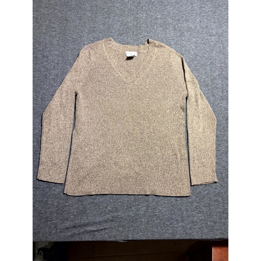 White Stag Sweater Womens 3X Brown Cotton Knitwear Cozy Warm V Neck Long Sleeve